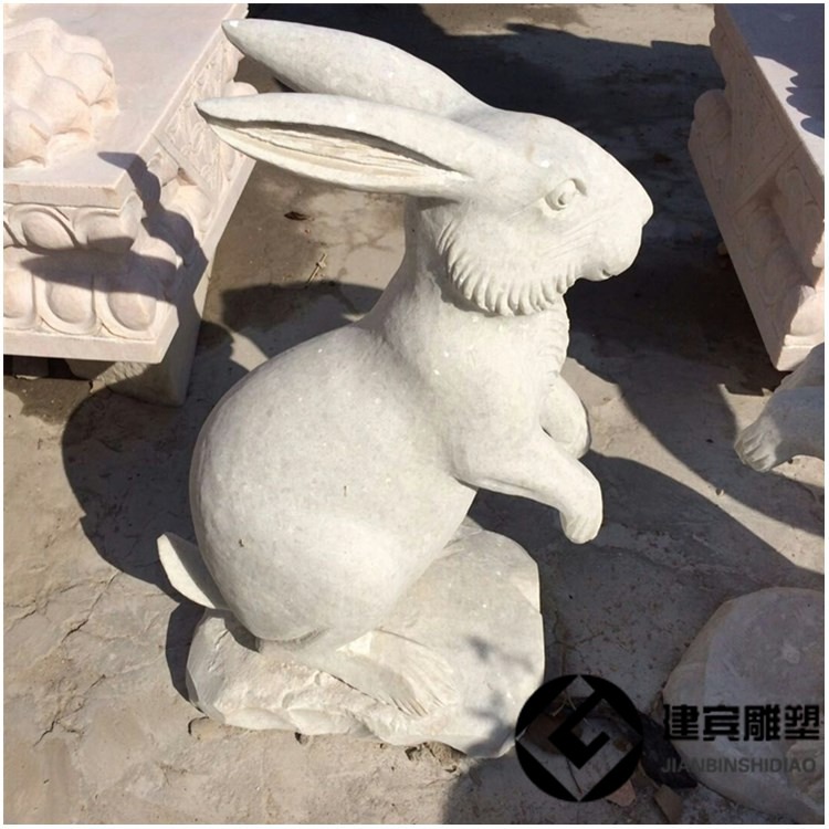 石雕兔子 石头小兔子 十二生肖兔子雕塑 可定做曲阳石雕