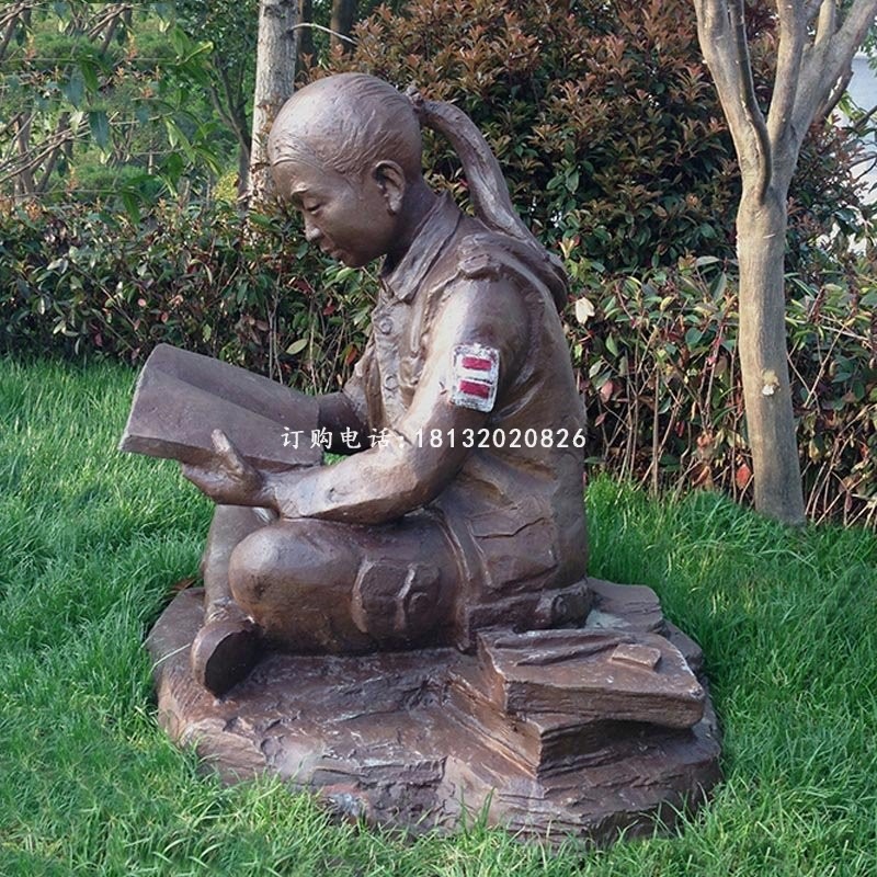看书的小学生铜雕 校园人物铜雕