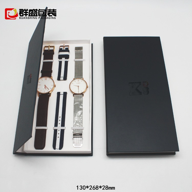深圳包装盒厂 群盛包装 订制外观简约手表盒 左翻盖多支装腕表盒