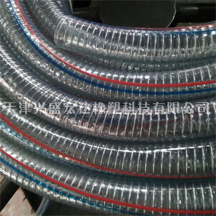 兴盛牌透明塑料钢丝管，透明pvc钢丝管，透明螺旋钢丝管生产厂家