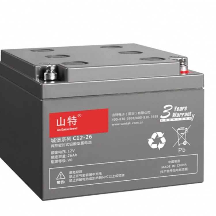 SANTAK   山特UPS电源电池铅酸蓄电池免维护12V26AH C12-26AH 