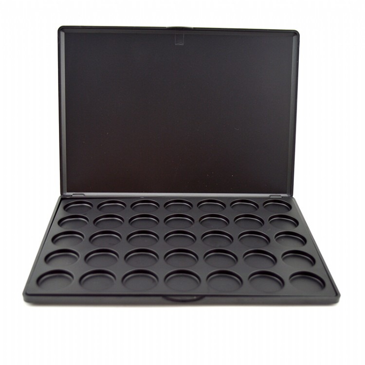 外贸爆款35色眼影塑盒包材哑黑带镜子天窗透明盖亮黑多种规格可选23.5*16.7*1.2cm