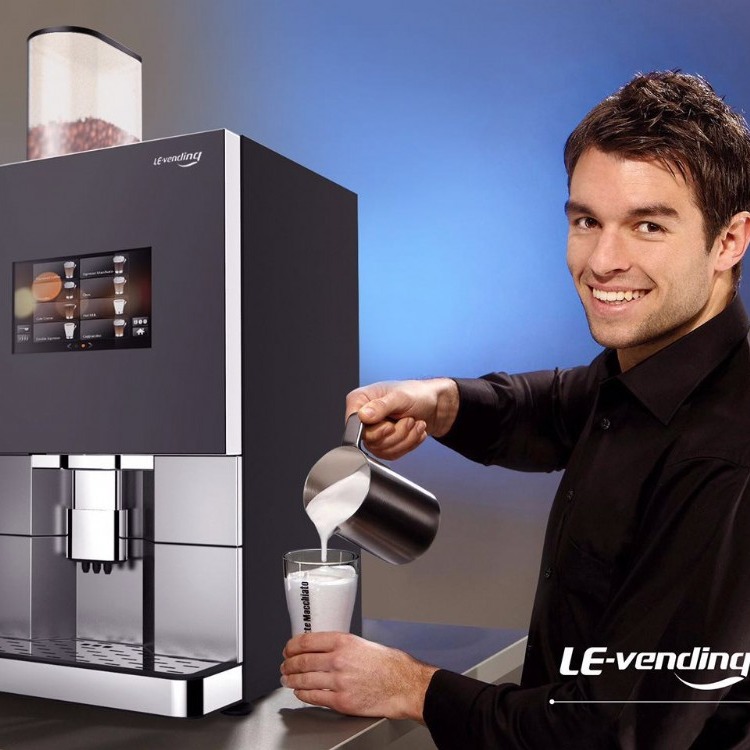 写字楼茶水间咖啡机 选择以勒LE307A全自动现磨咖啡机 支持微信 支付宝扫码付款自助售饮机