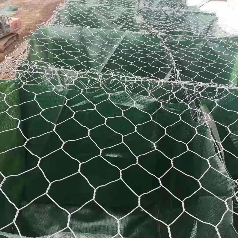 石笼袋山东产地厂家现货生产供应绿色石笼袋 支持批发定制河道治理 土石笼袋