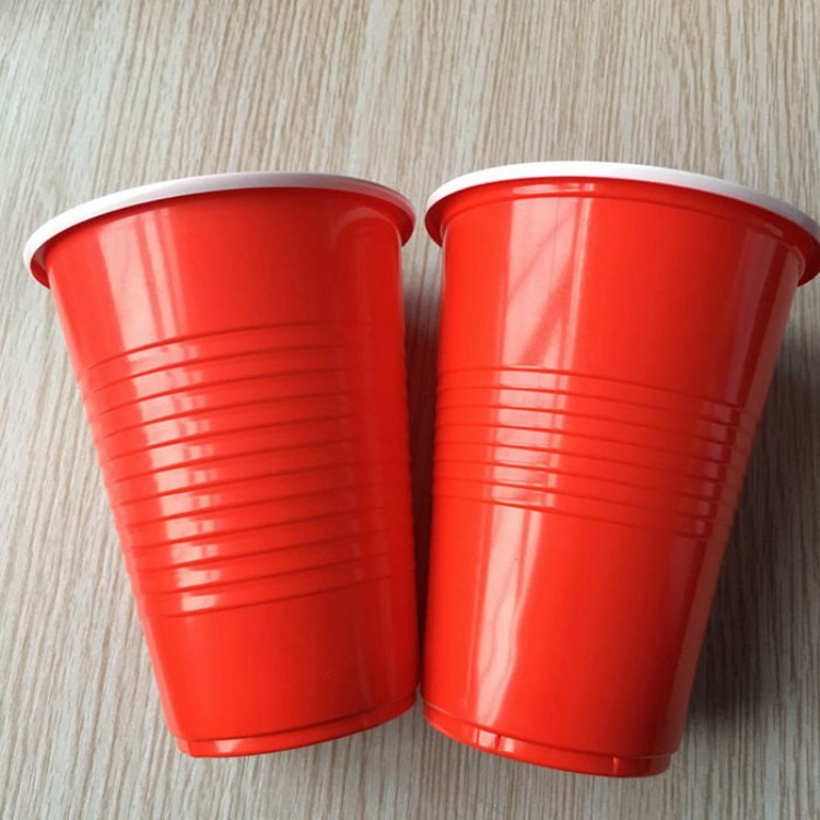 厂家直供PP、PS双色一次性啤酒聚会塑料杯