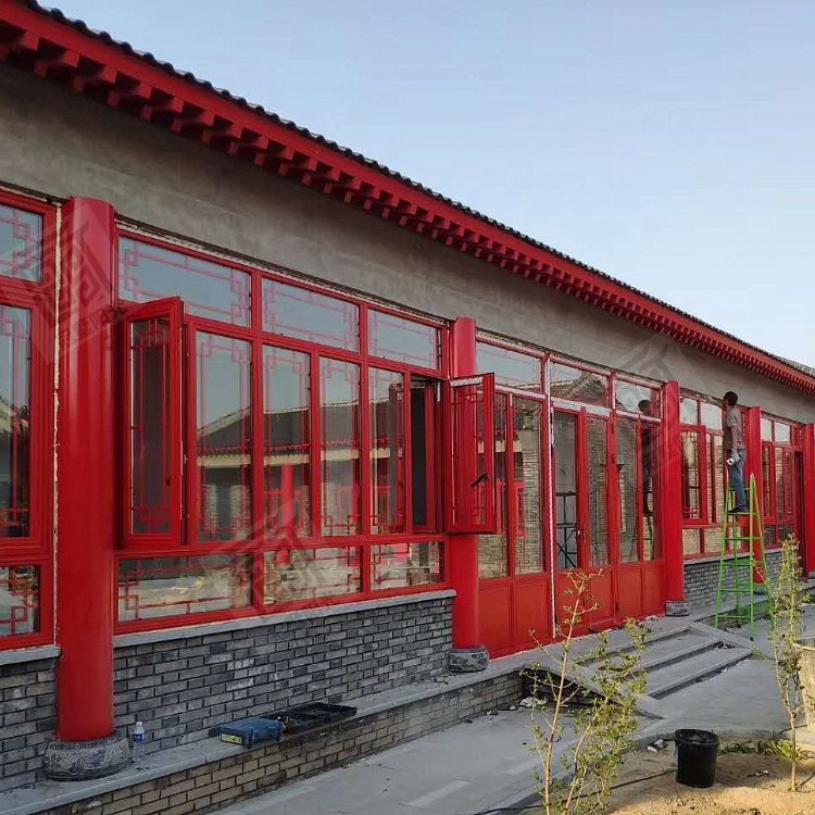 河北青县仿古门窗厂 做工好的四合院铝合金仿古门窗 批发价格 6000平米实体工厂