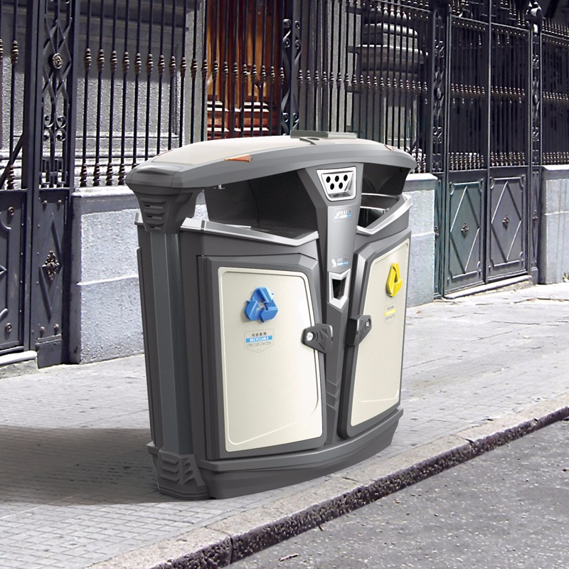 德澜仕100升智能分类垃圾桶 户外两分类垃圾桶