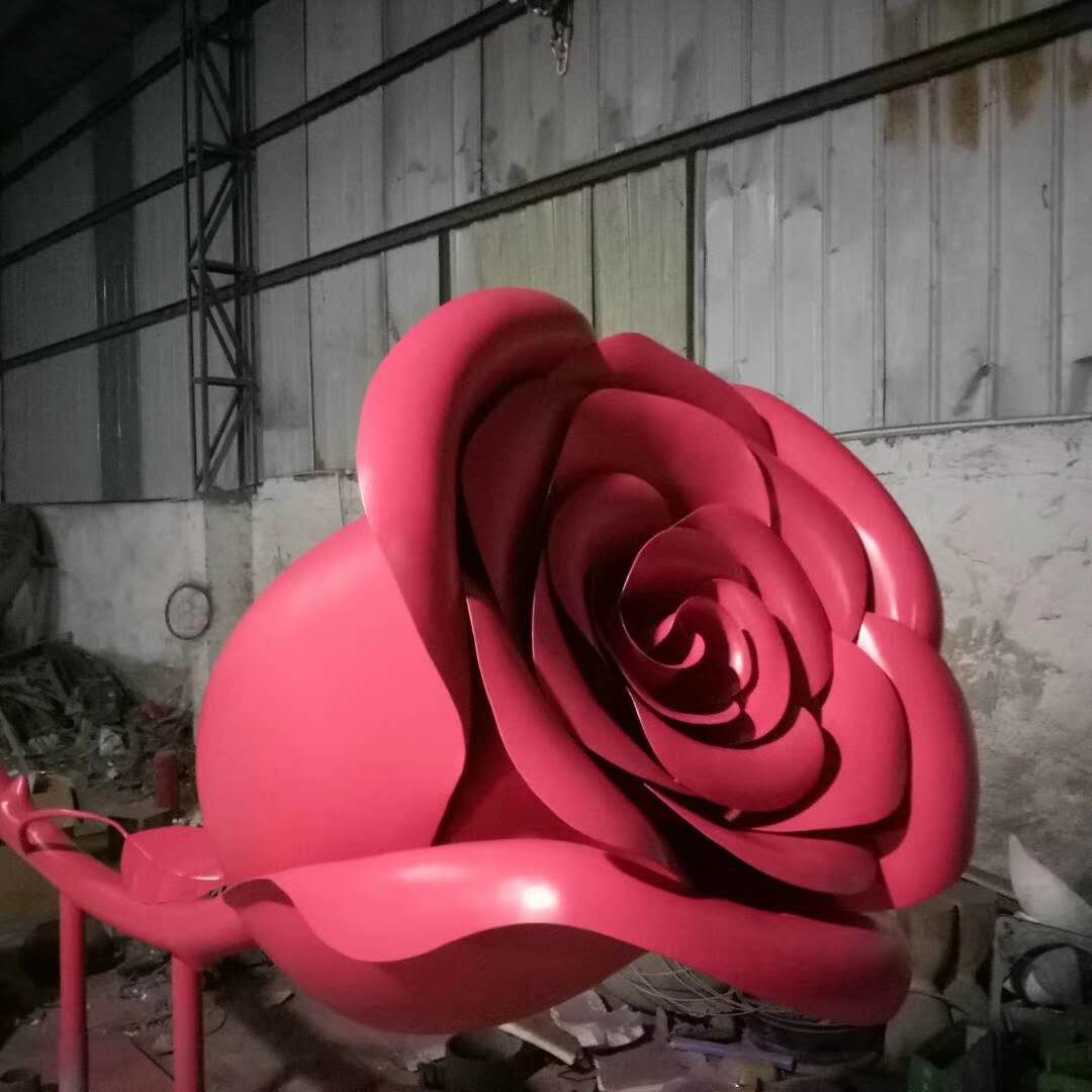 金属锻造雕塑 不锈钢工艺制品 玫瑰花园林装饰摆件