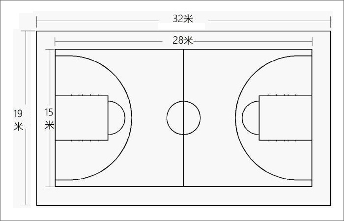 篮球场地面平面图图片