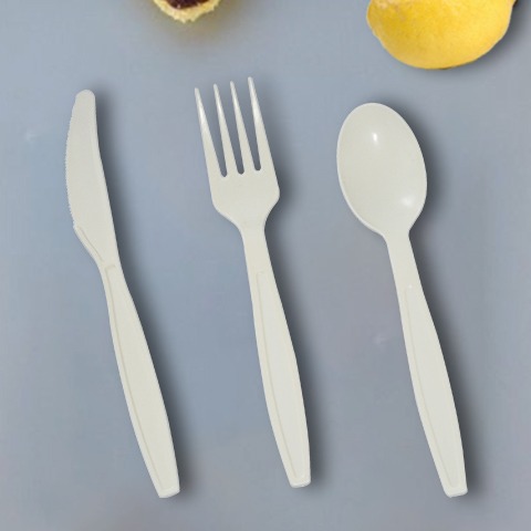 中高端餐饮店用一次性刀叉勺餐具 玉米淀粉 淀粉基 生物基 可降解塑料