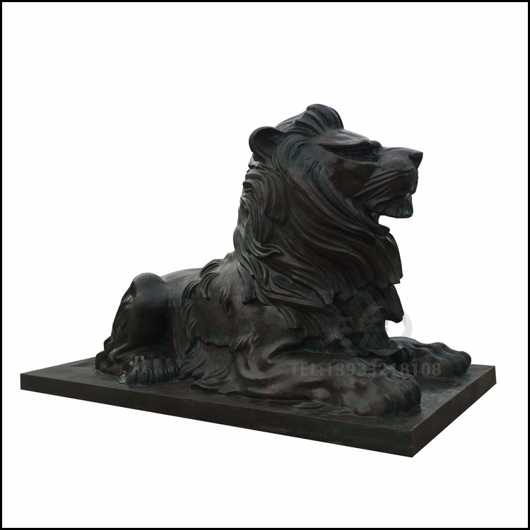 天宏雕塑厂家定制欧式铜狮 大型铸铜狮子 银行招财铜狮摆件 紫铜狮子