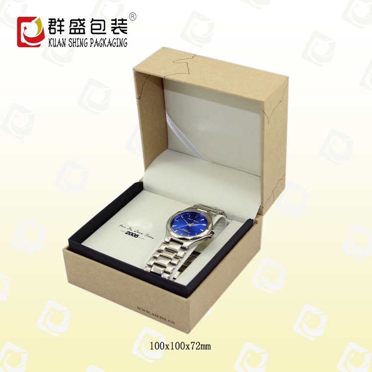 深圳群盛包装订制高档艾尔时手表盒 牛皮纸环保手表包装盒