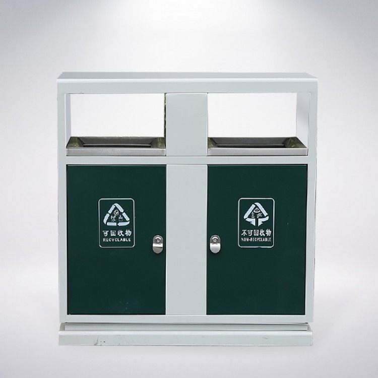 陕西格拉瑞斯垃圾桶厂家 批发销售小区物业钢制垃圾桶 户外分类垃圾箱