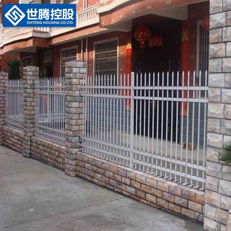 杭州围墙护栏家庭院锌钢围栏小区隔离栏杆锌钢围墙栅栏定制蓝白色护栏