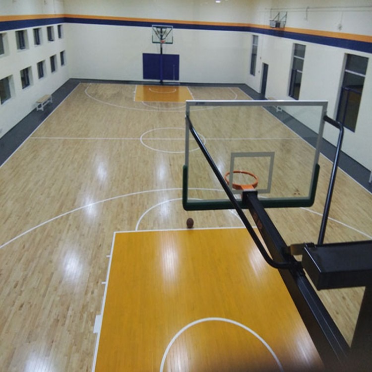 河南实木柞木篮球体育场馆运动木地板室内抗滑运动