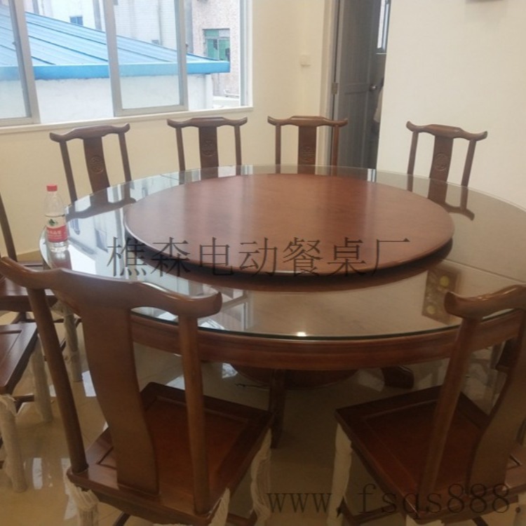 电动转盘餐桌 欧式雕花餐桌 现代实木雕花电动餐桌广东厂家供应