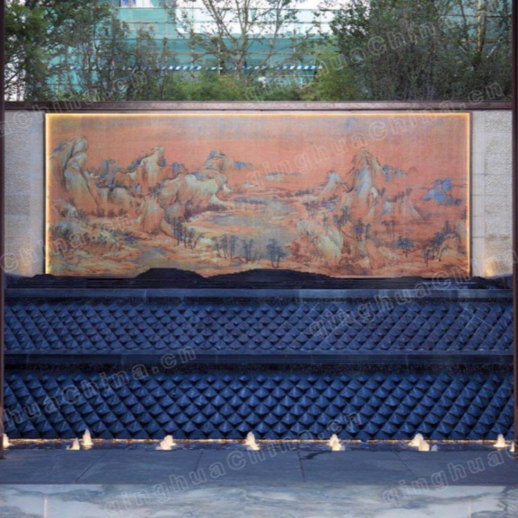 青花瓷典 厂家定制直销旅游广场公园大型陶瓷壁画文化墙形象背景墙
