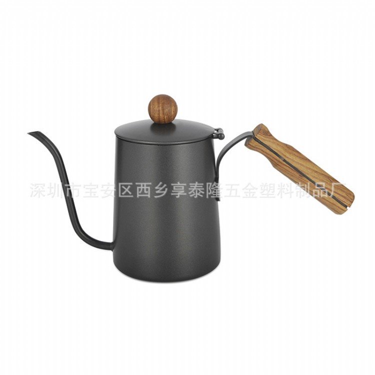 304不锈钢木柄咖啡壶 手冲滴漏壶 长嘴壶 带盖木柄咖啡手冲壶