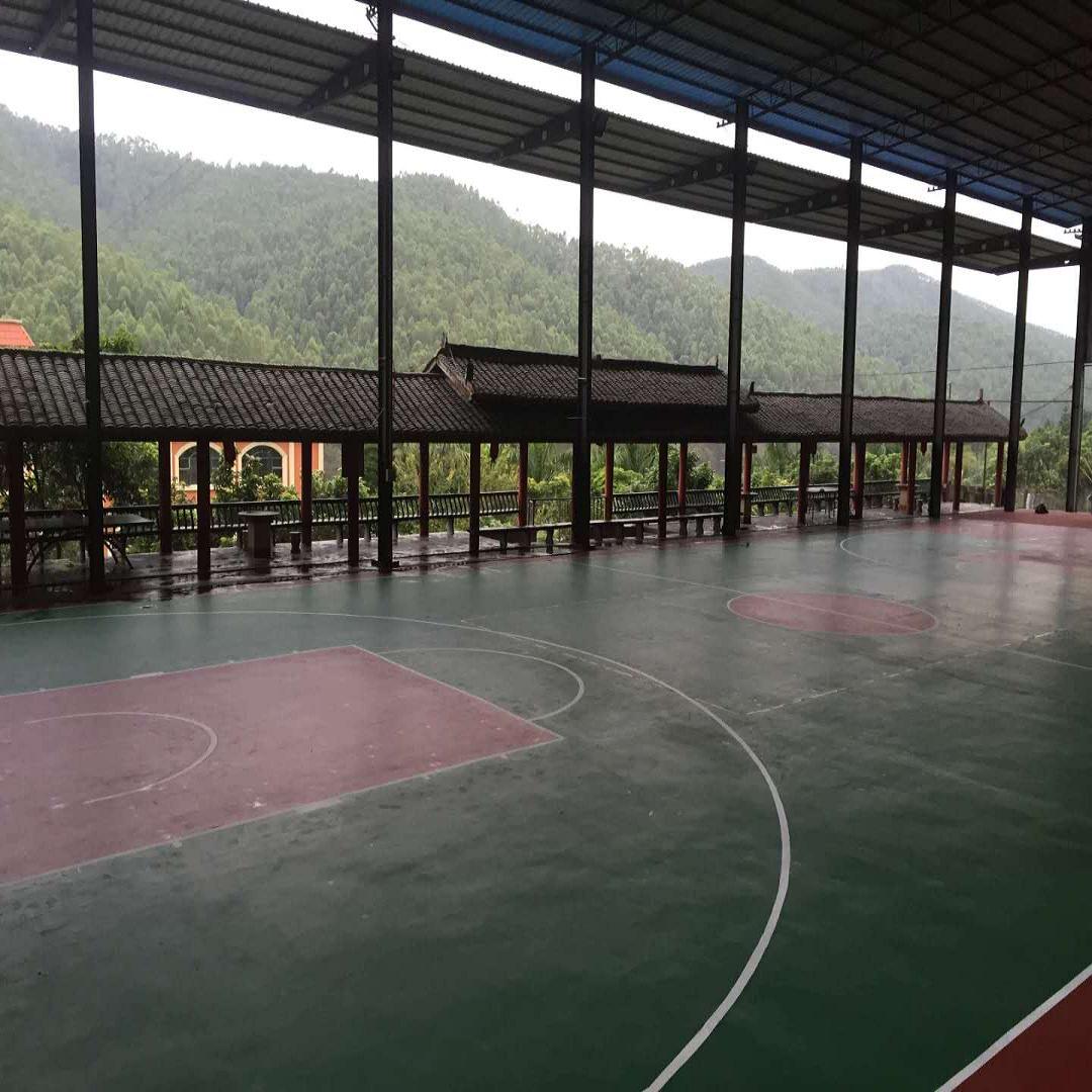 玉林陆川县彩色篮球场地面材料的名称，硅pu篮球场材料专卖店