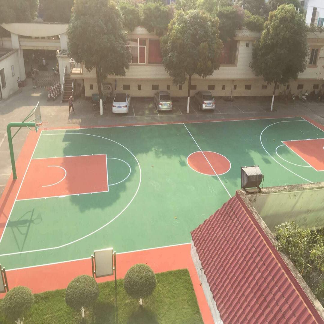 百色田林县篮球场的厚度是多少，档次高的橡胶篮球场地胶涂料