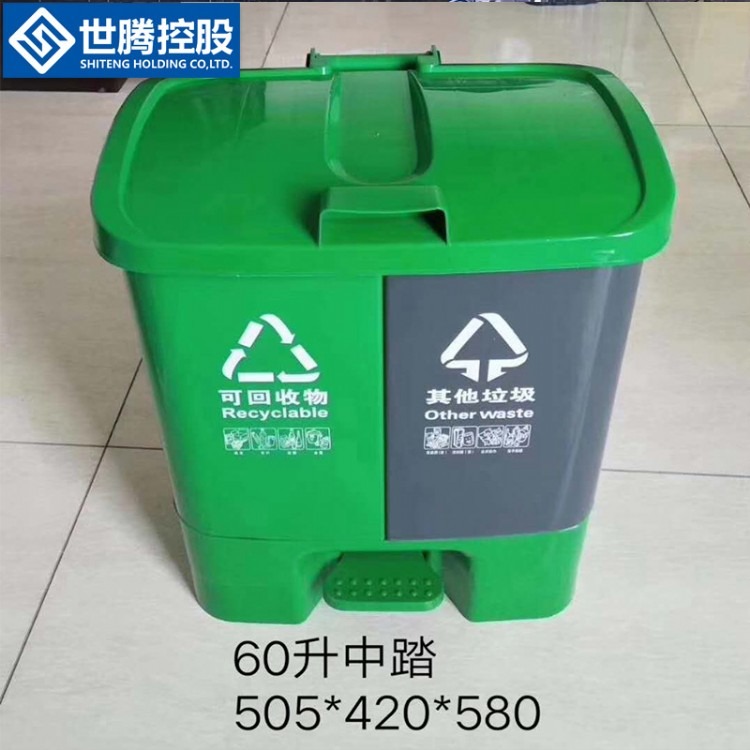 杭州世腾生产分类垃圾桶 双桶垃圾桶 浙江温州干湿分类30L垃圾桶