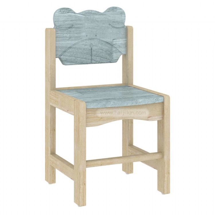 早教幼儿园家具培训桌椅橡木小椅子写作业靠背椅子原木小熊造型椅厂家