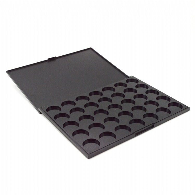 东莞联盟新款35色眼影包材方形塑盒哑黑多色彩妆眼影盘