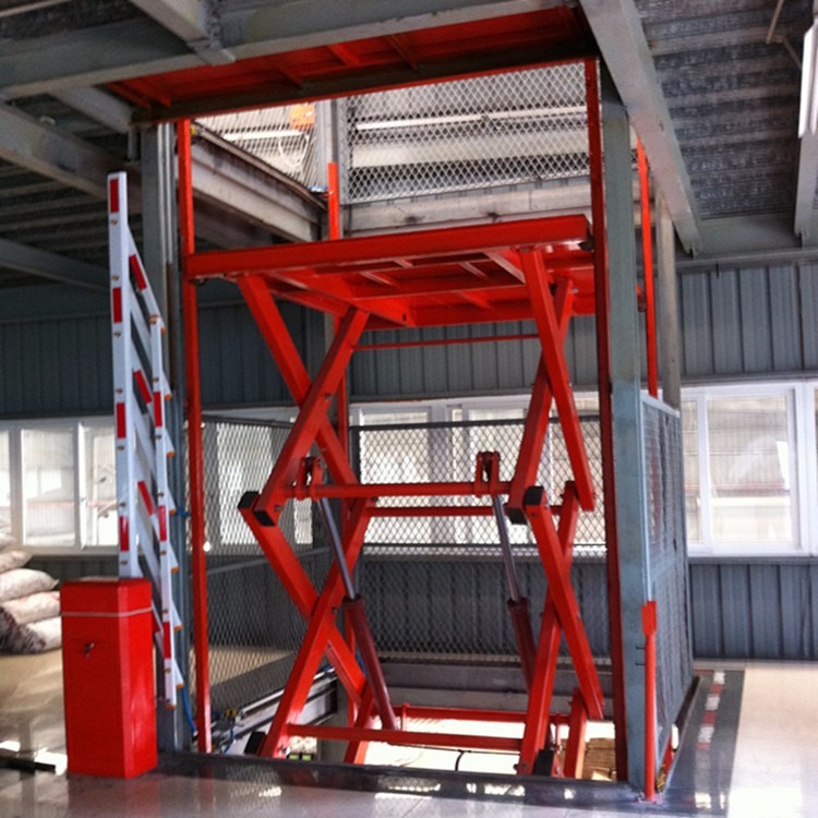 固定剪叉式升降机1000kg液压导轨式升降货梯厂房维修上料货梯