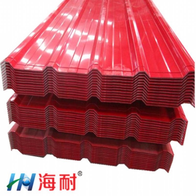 厂家生产供应海耐红色彩钢覆膜瓦|海蓝纳米隔热彩铝板可开平覆膜