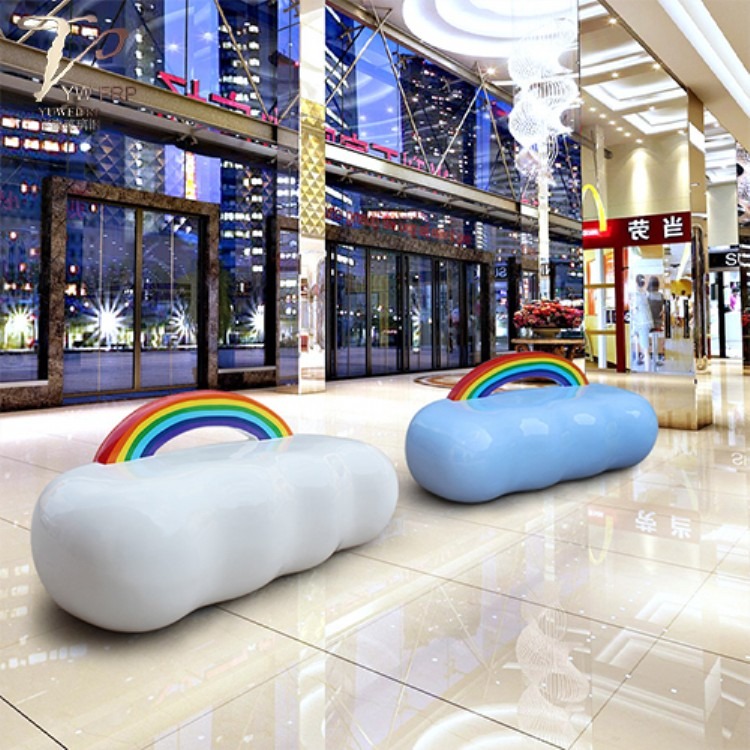 早教中心商场美陈玻璃钢椅子个性创意休息彩虹坐凳