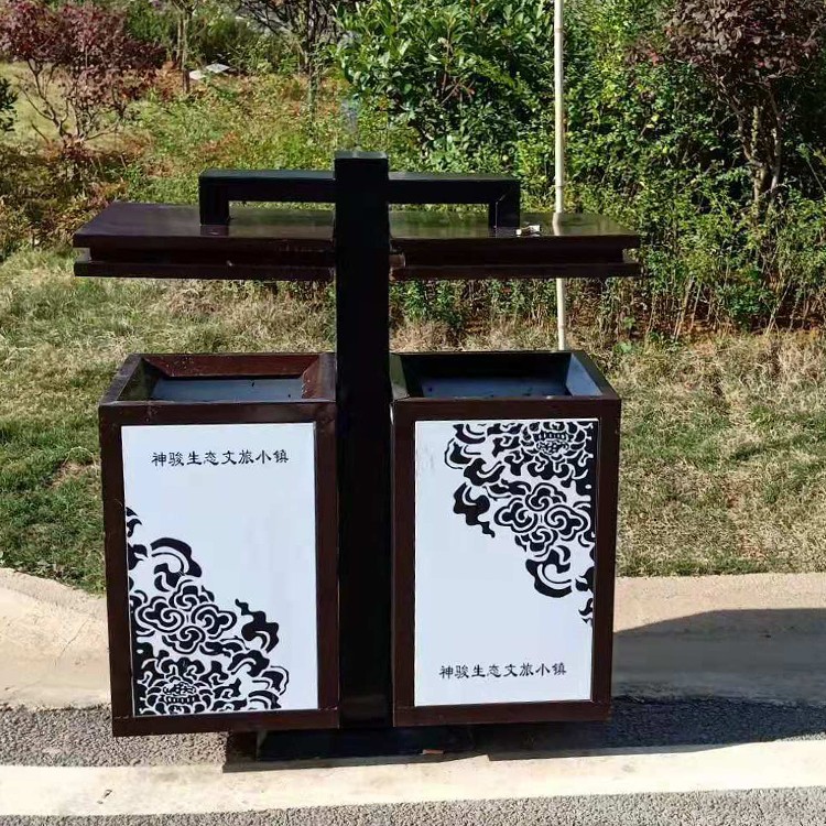户外垃圾桶厂家 垃圾桶款式新颖贵州花溪户外垃圾桶钢木垃圾桶