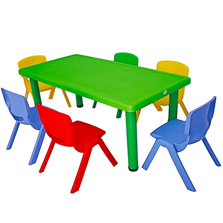 成都亿洲厂家直销幼儿园椅子儿童塑料桌椅套装培训班学习课桌六人组
