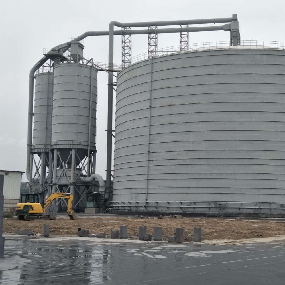 承接钢板仓厂家制造500吨玉米刮板仓大型粮食钢板仓施工