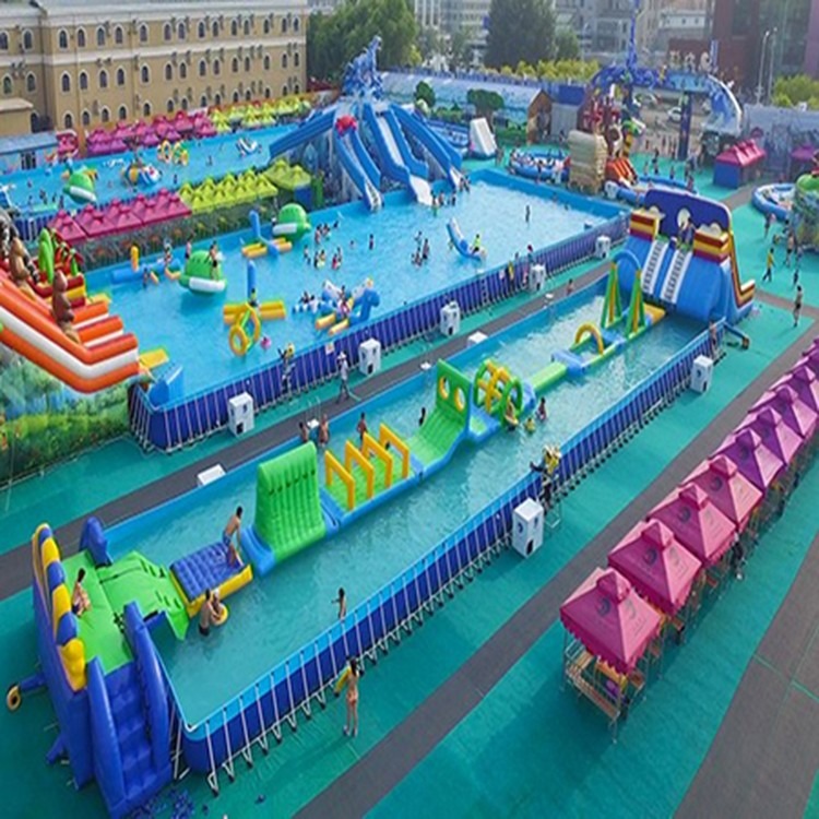 杭州海贝游乐 大型移动水上充气乐园 支架水池 游泳池
