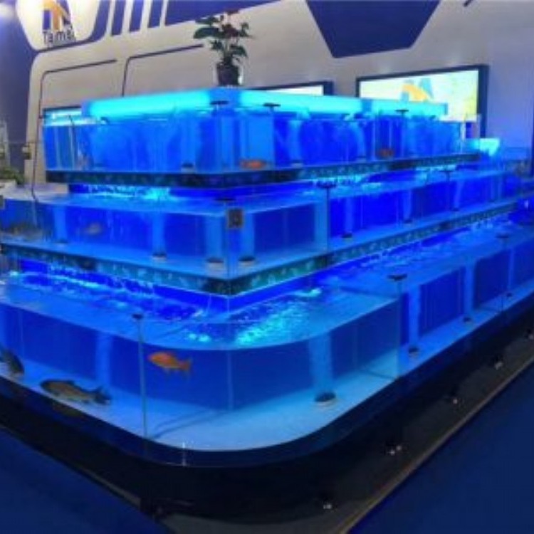东莞虎门洋清水族海鲜池公司-广州订做超白海鲜池鱼缸价格
