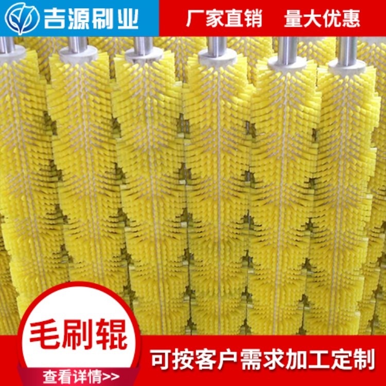 安徽芜湖 工业螺旋清洗毛刷辊 除尘刷辊弹性尼龙丝辊刷 螺旋尼龙丝毛刷