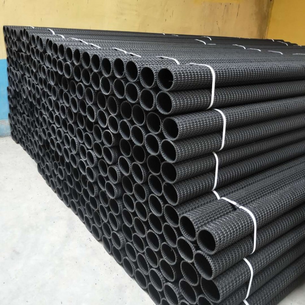 山东泰安厂家生产直销型号规格齐全黑色曲纹网状透水管 重量轻易运输寿命长硬式透水管