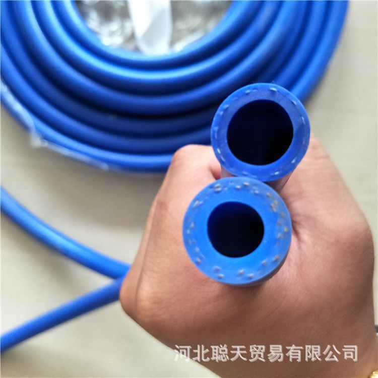 德莱橡胶 工业耐高温挤出硅胶暖风管16*22蓝色高压双层线硅胶水管 透明硅胶软管